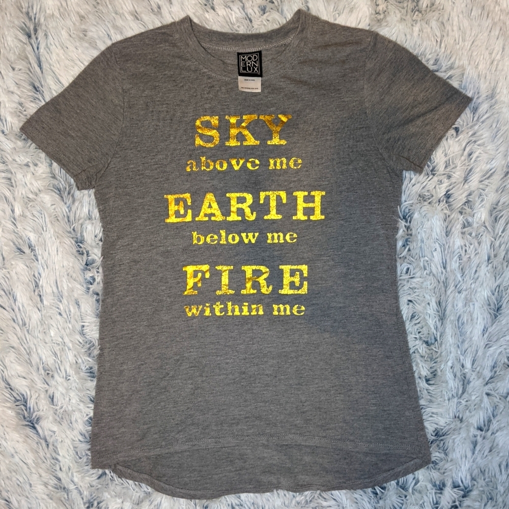 Modern Lux ☆ Sky Earth Fire XS Gray/Gold Women's Short Sleeve T-Shirt